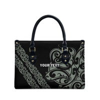 All Black Maori Tribal Tattoo Personalised Leather Bag Moss Green Polynesian Style - Polynesian Pride