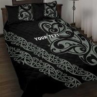 All Black Maori Tribal Tattoo Personalised Quilt Bed Set Moss Green Polynesian Style - Polynesian Pride