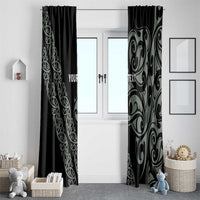 All Black Maori Tribal Tattoo Personalised Window Curtain Moss Green Polynesian Style - Polynesian Pride