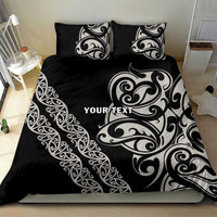 All Black Maori Tribal Tattoo Personalised Bedding Set Stone Gray Polynesian Style - Polynesian Pride