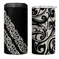 All Black Maori Tribal Tattoo Personalised 4 in 1 Can Cooler Tumbler Stone Gray Polynesian Style - Polynesian Pride