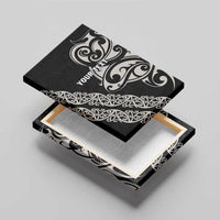 All Black Maori Tribal Tattoo Personalised Canvas Wall Art Stone Gray Polynesian Style - Polynesian Pride