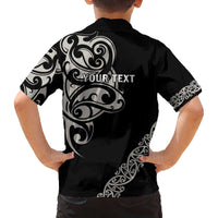 All Black Maori Tribal Tattoo Personalised Family Matching Off The Shoulder Long Sleeve Dress and Hawaiian Shirt Stone Gray Polynesian Style - Polynesian Pride