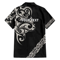 All Black Maori Tribal Tattoo Personalised Hawaiian Shirt Stone Gray Polynesian Style - Polynesian Pride