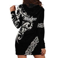 All Black Maori Tribal Tattoo Personalised Hoodie Dress Stone Gray Polynesian Style - Polynesian Pride