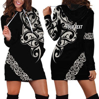 All Black Maori Tribal Tattoo Personalised Hoodie Dress Stone Gray Polynesian Style - Polynesian Pride