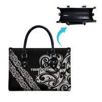 All Black Maori Tribal Tattoo Personalised Leather Bag Stone Gray Polynesian Style - Polynesian Pride