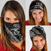 All Black Maori Tribal Tattoo Personalised Neck Gaiter Stone Gray Polynesian Style LT9