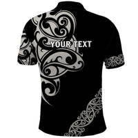 All Black Maori Tribal Tattoo Personalised Polo Shirt Stone Gray Polynesian Style - Polynesian Pride