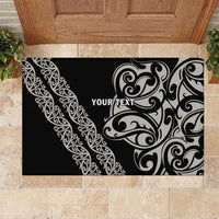All Black Maori Tribal Tattoo Personalised Rubber Doormat Stone Gray Polynesian Style - Polynesian Pride