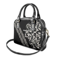 All Black Maori Tribal Tattoo Personalised Shoulder Handbag Stone Gray Polynesian Style - Polynesian Pride