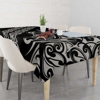All Black Maori Tribal Tattoo Personalised Tablecloth Stone Gray Polynesian Style - Polynesian Pride