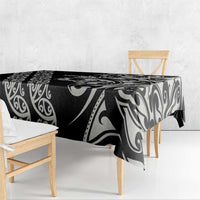 All Black Maori Tribal Tattoo Personalised Tablecloth Stone Gray Polynesian Style - Polynesian Pride