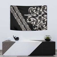 All Black Maori Tribal Tattoo Personalised Tapestry Stone Gray Polynesian Style - Polynesian Pride