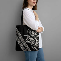 All Black Maori Tribal Tattoo Personalised Tote Bag Stone Gray Polynesian Style - Polynesian Pride