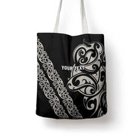 All Black Maori Tribal Tattoo Personalised Tote Bag Stone Gray Polynesian Style - Polynesian Pride