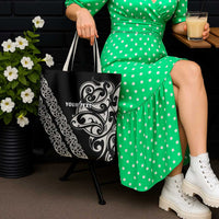 All Black Maori Tribal Tattoo Personalised Tote Bag Stone Gray Polynesian Style - Polynesian Pride