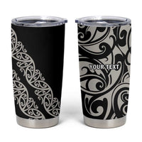 All Black Maori Tribal Tattoo Personalised Tumbler Cup Stone Gray Polynesian Style - Polynesian Pride