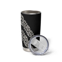 All Black Maori Tribal Tattoo Personalised Tumbler Cup Stone Gray Polynesian Style - Polynesian Pride