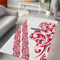 All White Maori Tribal Tattoo Personalised Area Rug Classic Red Polynesian Style - Polynesian Pride
