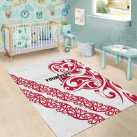 All White Maori Tribal Tattoo Personalised Area Rug Classic Red Polynesian Style - Polynesian Pride
