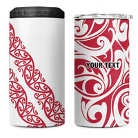 All White Maori Tribal Tattoo Personalised 4 in 1 Can Cooler Tumbler Classic Red Polynesian Style - Polynesian Pride