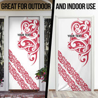 All White Maori Tribal Tattoo Personalised Door Cover Classic Red Polynesian Style - Polynesian Pride