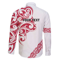 All White Maori Tribal Tattoo Personalised Family Matching Short Sleeve Bodycon Dress and Hawaiian Shirt Classic Red Polynesian Style - Polynesian Pride
