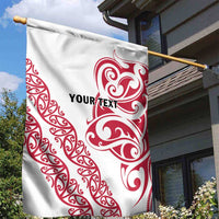 All White Maori Tribal Tattoo Personalised Garden Flag Classic Red Polynesian Style - Polynesian Pride
