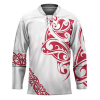All White Maori Tribal Tattoo Personalised Hockey Jersey Classic Red Polynesian Style - Polynesian Pride