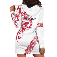 All White Maori Tribal Tattoo Personalised Hoodie Dress Classic Red Polynesian Style - Polynesian Pride