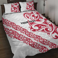 All White Maori Tribal Tattoo Personalised Quilt Bed Set Classic Red Polynesian Style - Polynesian Pride