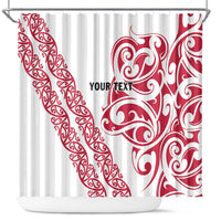 All White Maori Tribal Tattoo Personalised Shower Curtain Classic Red Polynesian Style - Polynesian Pride
