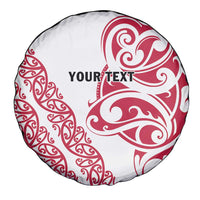 All White Maori Tribal Tattoo Personalised Spare Tire Cover Classic Red Polynesian Style - Polynesian Pride
