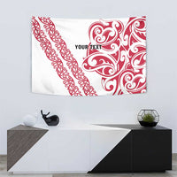 All White Maori Tribal Tattoo Personalised Tapestry Classic Red Polynesian Style - Polynesian Pride
