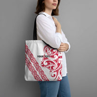 All White Maori Tribal Tattoo Personalised Tote Bag Classic Red Polynesian Style - Polynesian Pride
