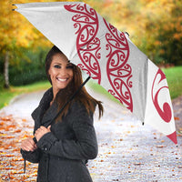 All White Maori Tribal Tattoo Personalised Umbrella Classic Red Polynesian Style - Polynesian Pride