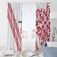 All White Maori Tribal Tattoo Personalised Window Curtain Classic Red Polynesian Style - Polynesian Pride
