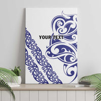 All White Maori Tribal Tattoo Personalised Canvas Wall Art Dark Blue Polynesian Style - Polynesian Pride