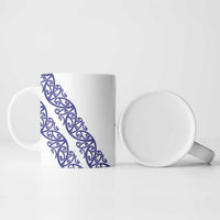 All White Maori Tribal Tattoo Personalised Ceramic Mug Dark Blue Polynesian Style - Polynesian Pride