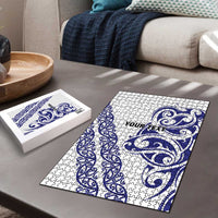 All White Maori Tribal Tattoo Personalised Puzzle Dark Blue Polynesian Style - Polynesian Pride