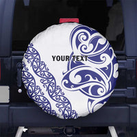 All White Maori Tribal Tattoo Personalised Spare Tire Cover Dark Blue Polynesian Style - Polynesian Pride