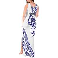 All White Maori Tribal Tattoo Personalised Tank Maxi Dress Dark Blue Polynesian Style - Polynesian Pride
