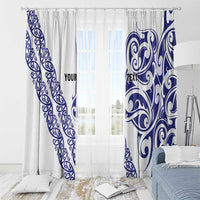 All White Maori Tribal Tattoo Personalised Window Curtain Dark Blue Polynesian Style - Polynesian Pride