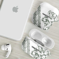 All White Maori Tribal Tattoo Personalised AirPods Case Moss Green Polynesian Style - Polynesian Pride
