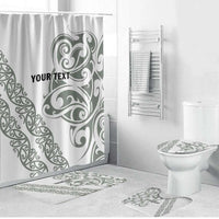 All White Maori Tribal Tattoo Personalised Bathroom Set Moss Green Polynesian Style LT9 Bathroom Set (4 pcs) Green - Polynesian Pride