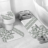 All White Maori Tribal Tattoo Personalised Bathroom Set Moss Green Polynesian Style LT9 Mat Set Only (3 pcs) One Size Green - Polynesian Pride