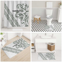 All White Maori Tribal Tattoo Personalised Bathroom Set Moss Green Polynesian Style LT9 - Polynesian Pride