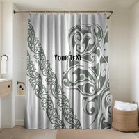 All White Maori Tribal Tattoo Personalised Bathroom Set Moss Green Polynesian Style LT9 Shower Curtain Only Green - Polynesian Pride