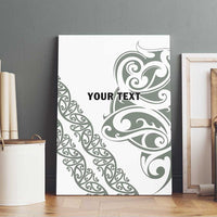 All White Maori Tribal Tattoo Personalised Canvas Wall Art Moss Green Polynesian Style - Polynesian Pride